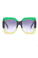 Black White Gradient Plastic Oversized  Sunglasses