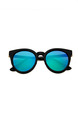Blue Green Solid Color Plastic and Metal Round Polarized  Sunglasses