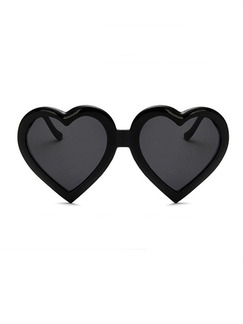 Black Solid Color Plastic Heart-Shaped  Sunglasses