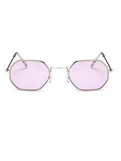 Purple Solid Color Metal Square Sunglasses