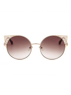 Brown Gradient Metal and Plastic Cat Eye Sunglasses