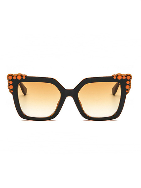 Orange Gradient Plastic Square  Sunglasses