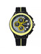 Black and Yellow Leather Band Pin Buckle Quartz Watch
