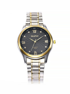 Silver and Gold Alloy Band Deployment Buckle Quartz Watch