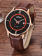 Brown Leather Band Belt Pin Buckle Quartz Waterproof Watch
