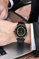 Black Leather Band Belt Pin Buckle Quartz Waterproof Watch