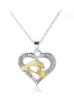 Alloy Heart Rhinestone Necklace