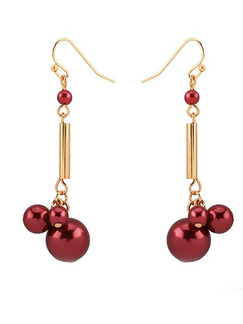 Alloy Hook Red Pearl Earring