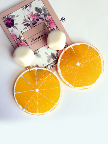 Alloy Stud Sweet Lemon Orange  Earring