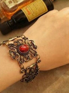 Alloy Carved Pattern Ruby Bracelet