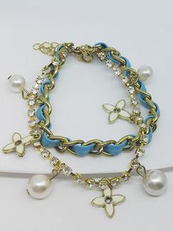 Alloy Charm Rhinestone Pearl Bracelet