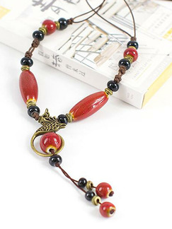 Ceramics and Alloy Ethnic  Necklace