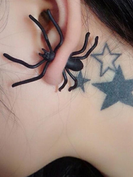 Alloy Black Spider  Stud Earring