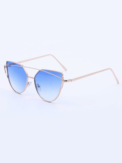 Blue Gradient Metal Cat Eye Men Sunglasses