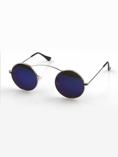 Blue Solid Metal Round Men Sunglasses