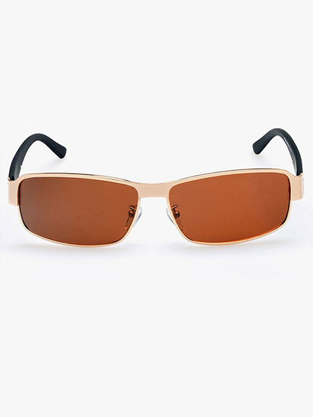 Brown Solid Metal Square Men Sunglasses