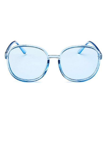 Blue Solid Color Plastic Oval  Sunglasses