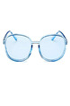 Blue Solid Color Plastic Oval  Sunglasses