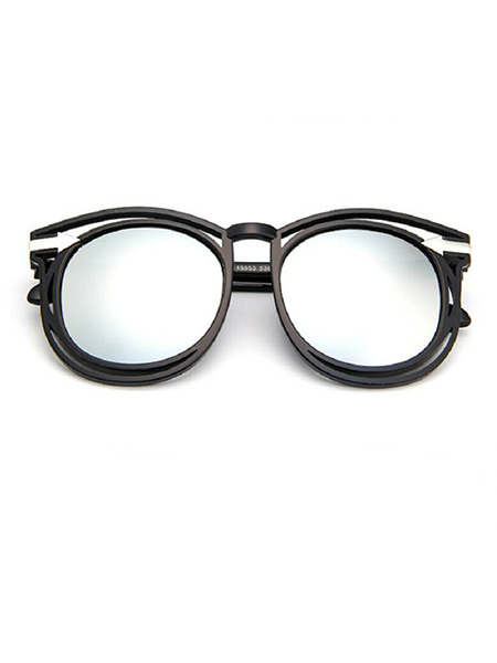 Gray Black Gradient Plastic Cutout Round Sunglasses