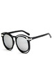 Gray Black Gradient Plastic Cutout Round Sunglasses