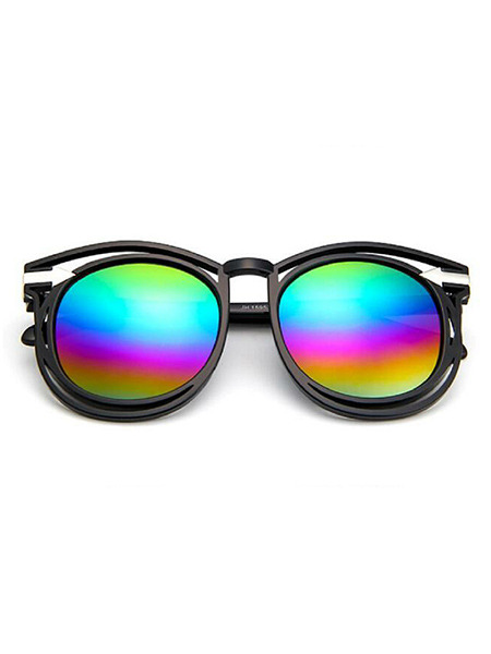 Rainbow Gradient Plastic Cutout Round Sunglasses