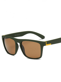 Brown Solid Color Plastic Color Square Retro Wayfarer Sunglasses