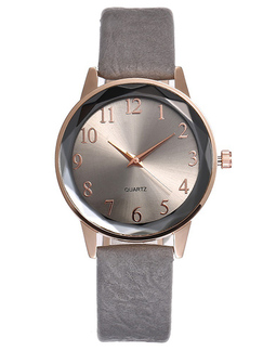 Gray Leather Band Quartz Watch