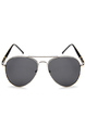 Gray Solid Color Metal Aviator Men Sunglasses