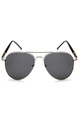 Gray Solid Color Metal Aviator Men Sunglasses