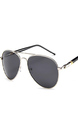 Gray Solid Color Metal Aviator Men Sunglasses