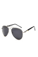 Gray Solid Color Metal Aviator Men Sunglasses