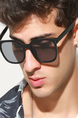 Black Solid Plastic Wayfarer Men Sunglasses