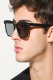 Black Solid Plastic Wayfarer Men Sunglasses