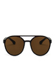 Brown Solid Plastic Round Men Sunglasses