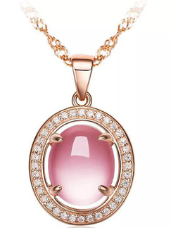 Copper Plated Pendant Necklace Opal Rhinestone necklace