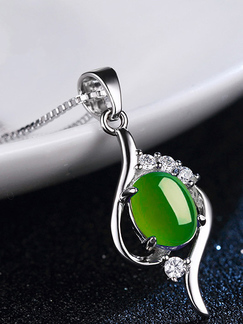 Alloy Heart Pendant Necklace Agate Necklace