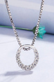 Alloy Hoop Pendant Necklace Rhinestone Necklace