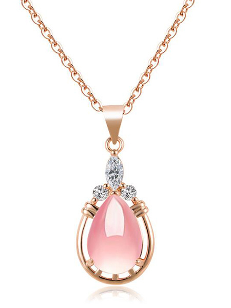 Copper Plated Drop Pendant Necklace Opal Necklace