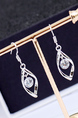 White Gold Plated Dangle Rhinestone Stud Earring