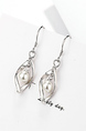 White Gold Plated Dangle Pearl Stud Earring