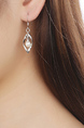 White Gold Plated Dangle Pearl Stud Earring
