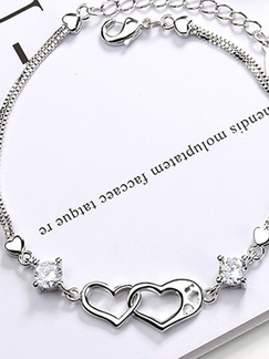 White Gold Plated Love Rhinestone Bracelet