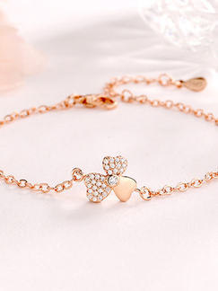 Gold Plated Clover Rhinestone Bracelet