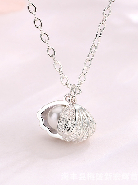 Silver Plated Shell Pearl Necklace