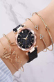 Black Leather Band Quartz Watch