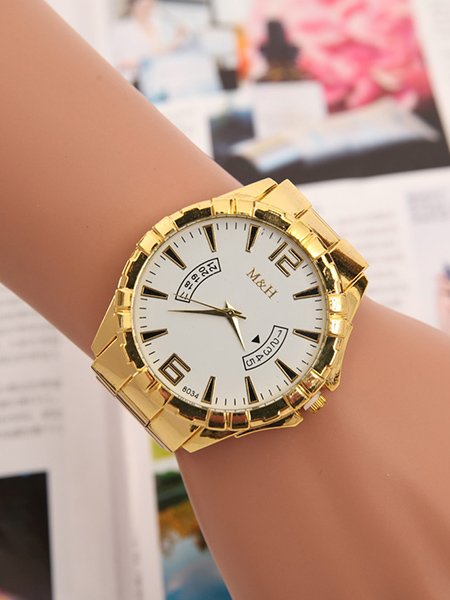 Gold Stainless Steel Band Quartz Men Watch