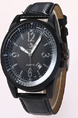 Black Leather Band Quartz Men Watch