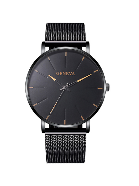 Black Stainless Steel Band Quartz Men Watch