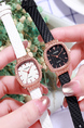 White Leather Band Rhinestone Quartz Watch