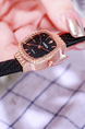 Black Leather Band Quartz Watch